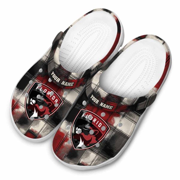 customized florida panthers plaid fusion clog latest model