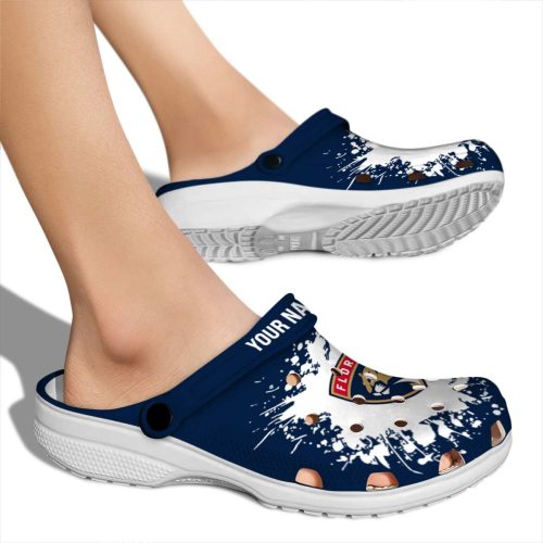 customized florida panthers splatter background clog fashion forward