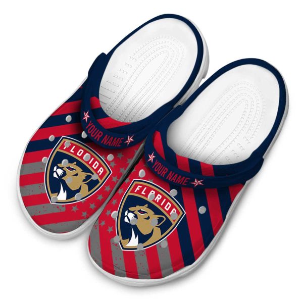 customized florida panthers star spangled graphic clog latest model