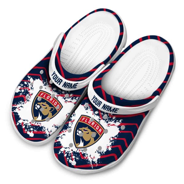 customized florida panthers zigzag paint burst clog latest model