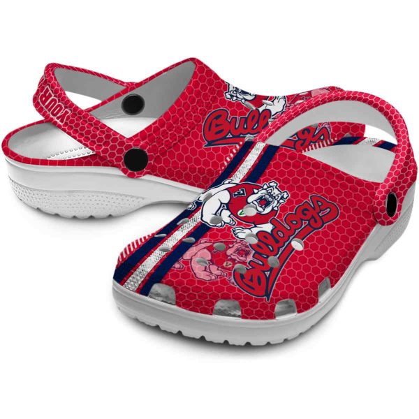 customized fresno state bulldogs contrasting stripes clog high quality