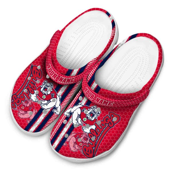 customized fresno state bulldogs contrasting stripes clog latest model