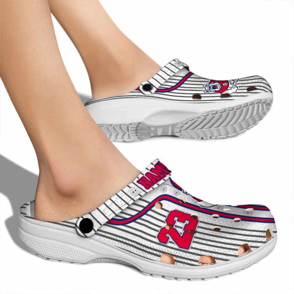 customized fresno state bulldogs pinstripe pattern clog fashion forward