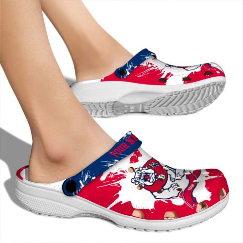 customized fresno state bulldogs splatter pattern clog fashion forward