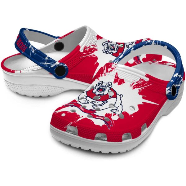 customized fresno state bulldogs splatter pattern clog high quality