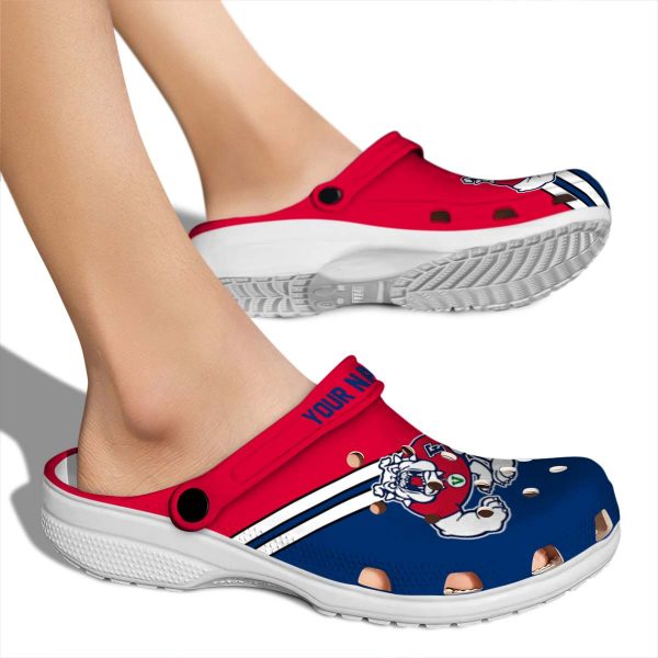 customized fresno state bulldogs striped accents clog fashion forward