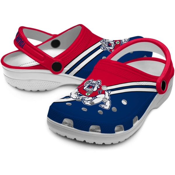 customized fresno state bulldogs striped accents clog high quality
