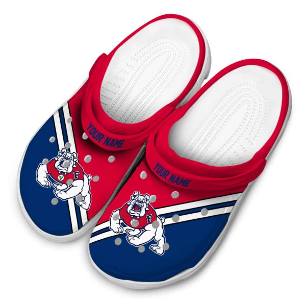 customized fresno state bulldogs striped accents clog latest model