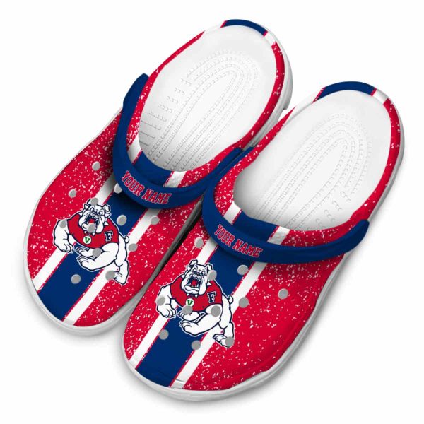 customized fresno state bulldogs vertical stripes clog latest model