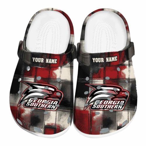 customized georgia southern eagles plaid fusion clog best selling