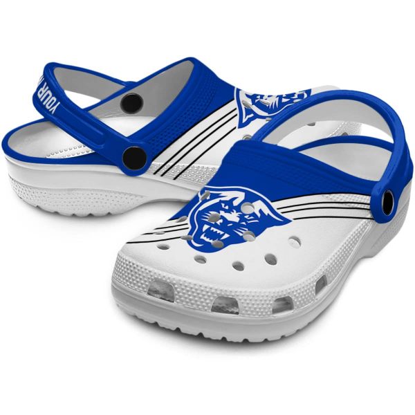 customized georgia state panthers striped accents clog high quality