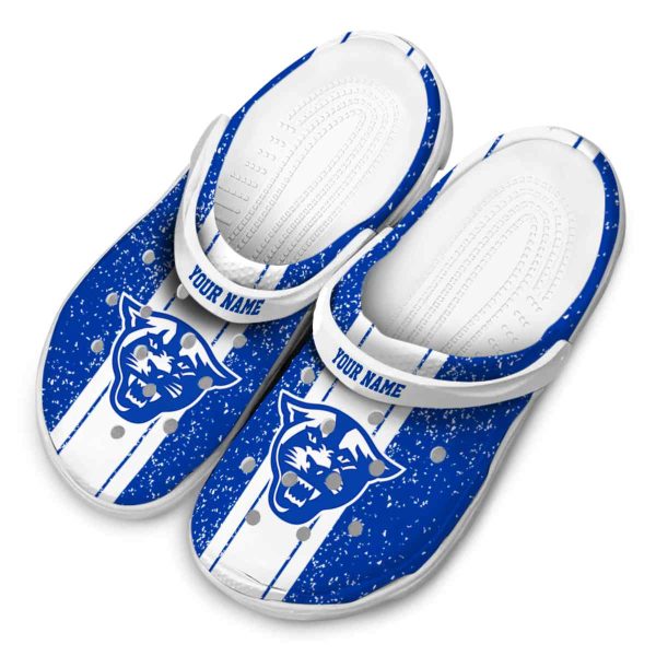 customized georgia state panthers vertical stripes clog latest model