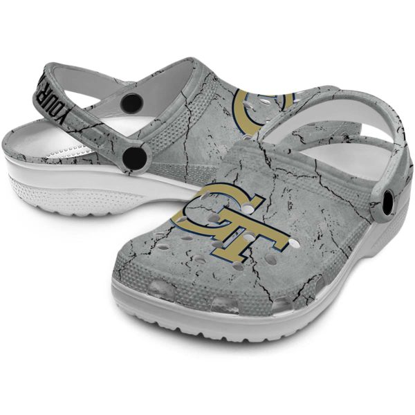 customized georgia tech yellow jackets cracked texture clog high quality