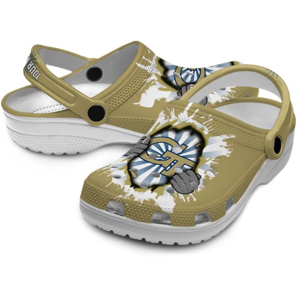 customized georgia tech yellow jackets gripping hand clog high quality