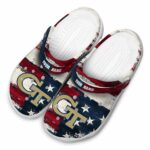 customized georgia tech yellow jackets patriotic stripes clog best selling