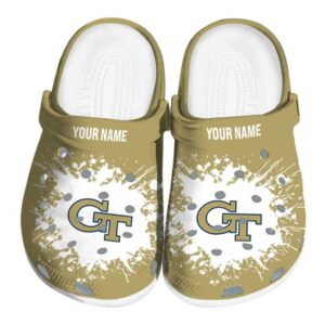 customized georgia tech yellow jackets splatter background clog best selling
