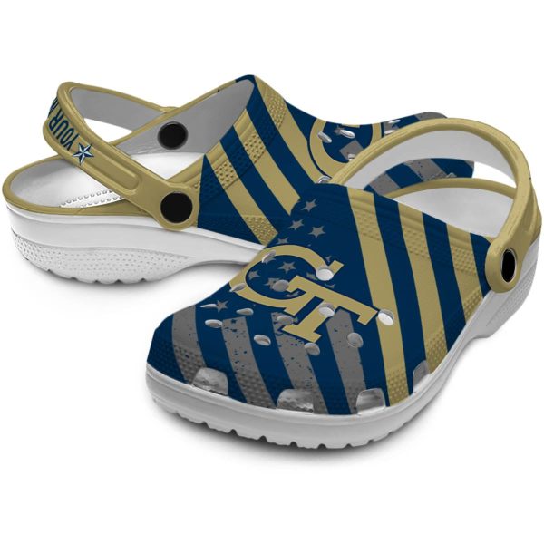 customized georgia tech yellow jackets star spangled graphic clog high quality