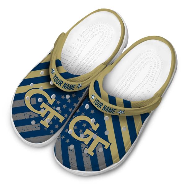 customized georgia tech yellow jackets star spangled graphic clog latest model