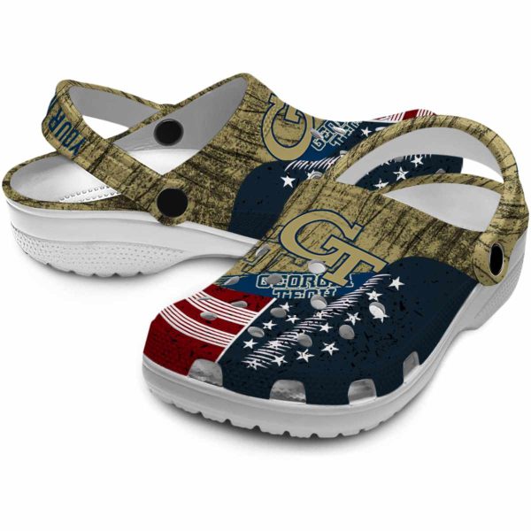 customized georgia tech yellow jackets star spangled side pattern clog high quality