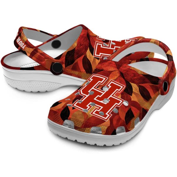 customized houston cougars autumn leaves clog high quality
