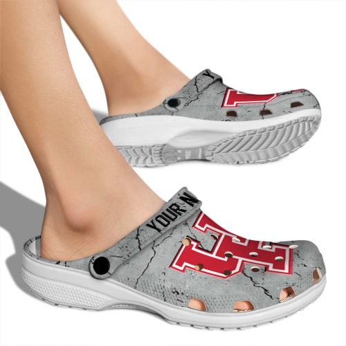 customized houston cougars cracked texture clog fashion forward
