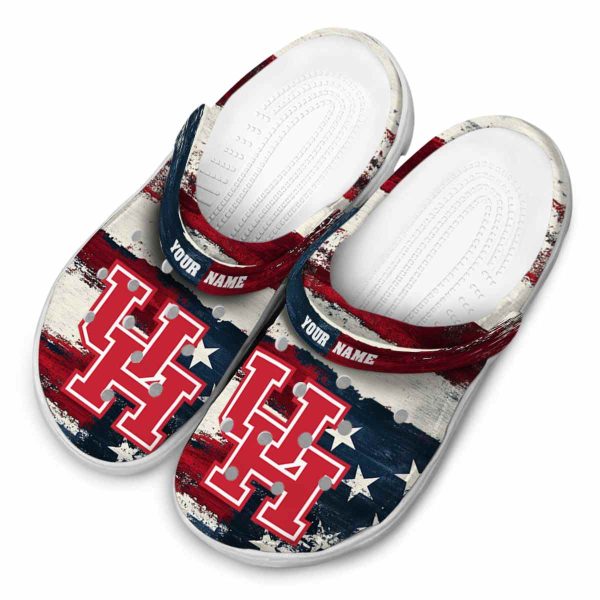customized houston cougars patriotic stripes clog latest model
