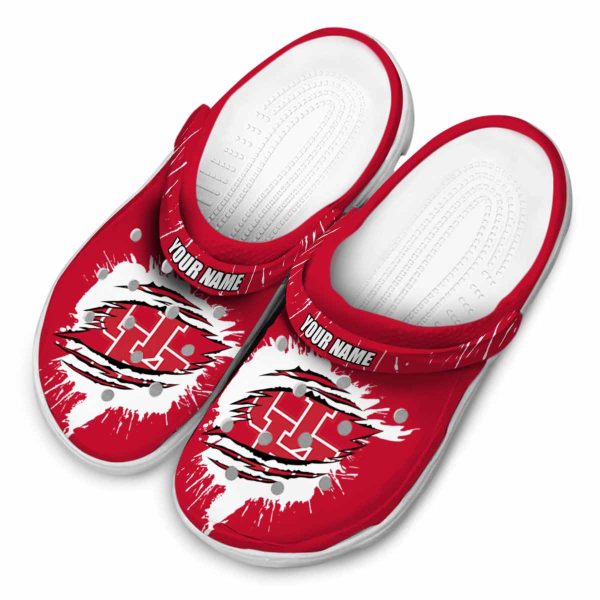 customized houston cougars splash motif background clog latest model
