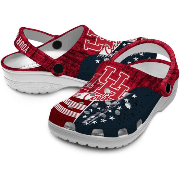 customized houston cougars star spangled side pattern clog high quality