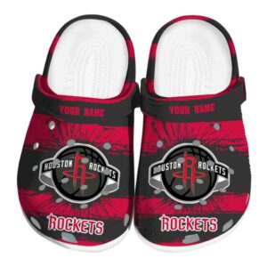 customized houston rockets paint splatter graphics clog best selling