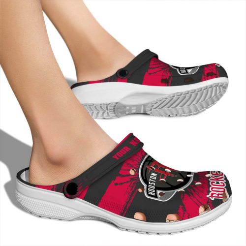 customized houston rockets paint splatter graphics clog fashion forward