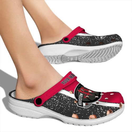 customized houston rockets vertical stripes clog fashion forward