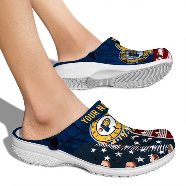 customized indiana pacers star spangled side pattern clog fashion forward