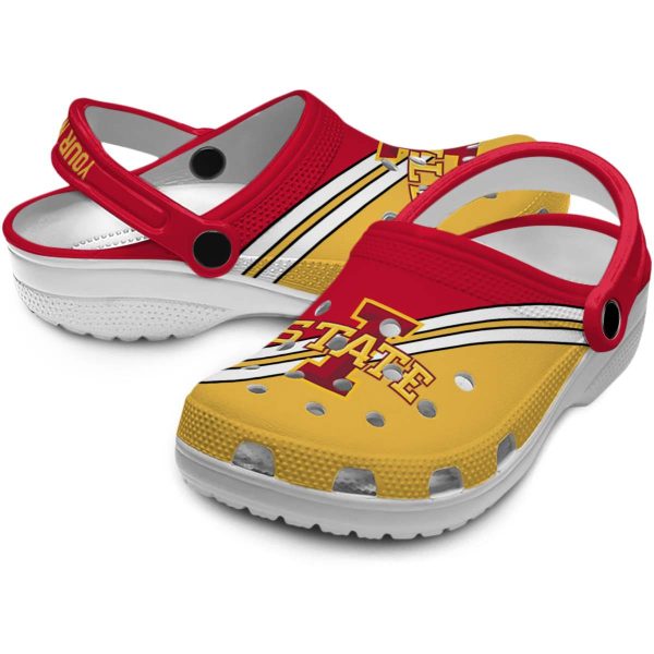 customized iowa state cyclones striped accents clog high quality