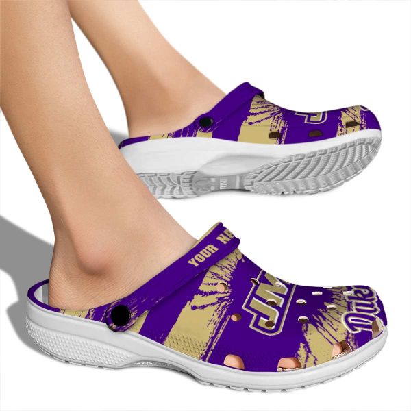 customized james madison dukes paint splatter graphics clog fashion forward