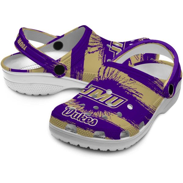 customized james madison dukes paint splatter graphics clog high quality