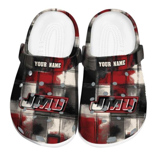 customized james madison dukes plaid fusion clog best selling