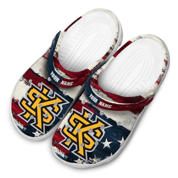 customized kennesaw state owls patriotic stripes clog latest model