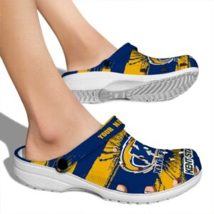 customized kent state golden flashes paint splatter graphics clog fashion forward