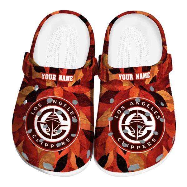 customized los angeles clippers autumn leaves clog best selling