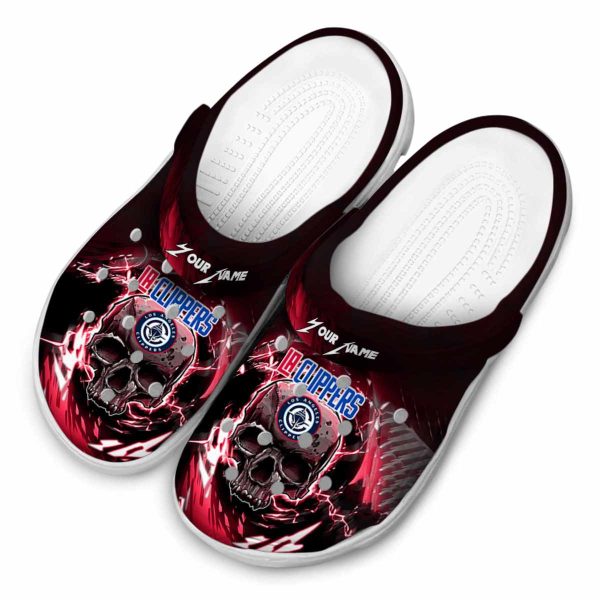 customized los angeles clippers gothic skull clog latest model