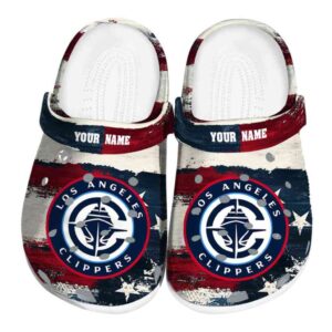 customized los angeles clippers patriotic stripes clog best selling