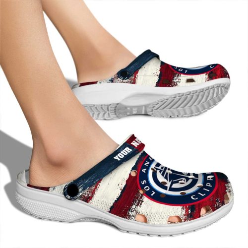 customized los angeles clippers patriotic stripes clog fashion forward