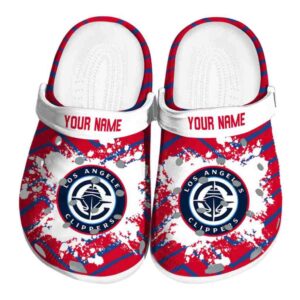 customized los angeles clippers zigzag paint burst clog best selling