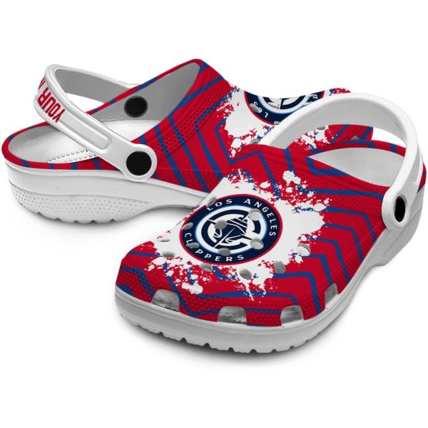 customized los angeles clippers zigzag paint burst clog high quality