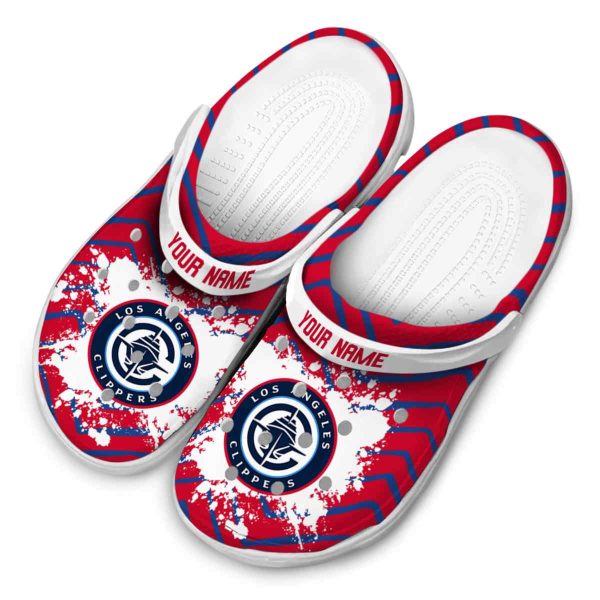 customized los angeles clippers zigzag paint burst clog latest model
