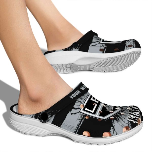 customized los angeles kings paint splatter graphics clog fashion forward