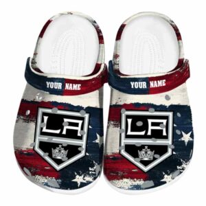customized los angeles kings patriotic stripes clog best selling