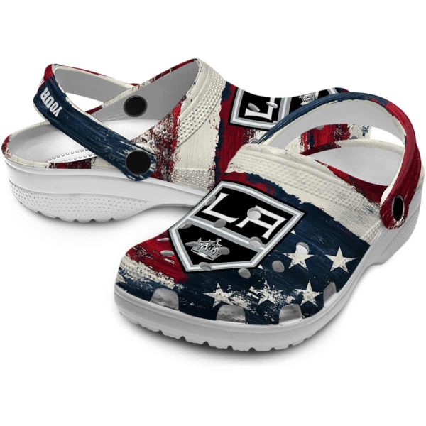 customized los angeles kings patriotic stripes clog high quality