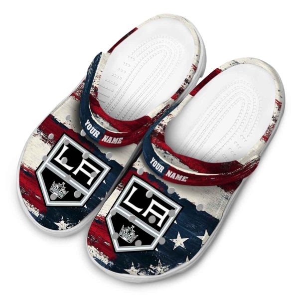 customized los angeles kings patriotic stripes clog latest model