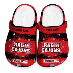 customized louisiana ragin cajuns paint splatter graphics clog best selling